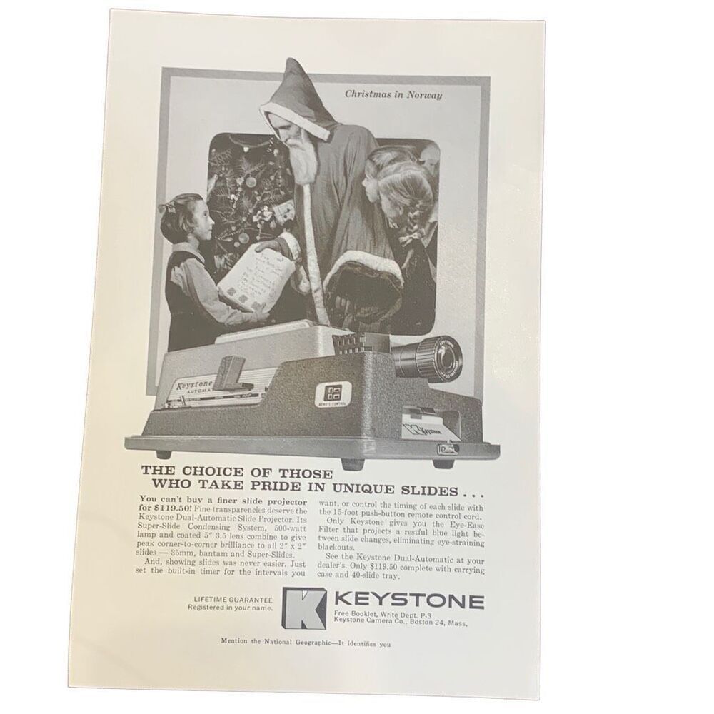 Vintage 1959 Keystone Slide Projector Ad Advertisment